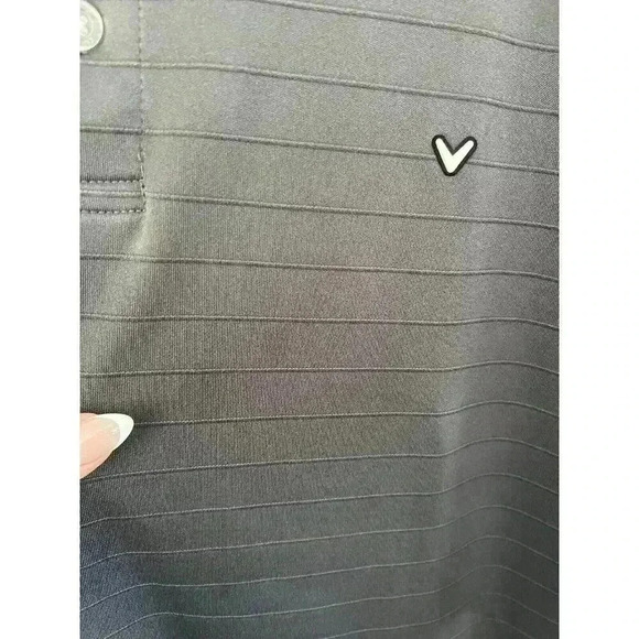 Callaway Opti-Dri Golf Ribbed Charcoal Short Sleeve Mens Polo Shirt XL Large - Picture 4 of 6
